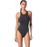 Michael Kors Womens Laser Cut Scuba Zip Front One Piece