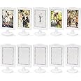 Lawei 10 PCS Double Sided Standing Picture Frames 4x6 Inch, Plastic Pedestal Photo Frame Bulk, White Vertical Picture Holder with Inserts & Base, Display Picture Frames for Wedding, Table