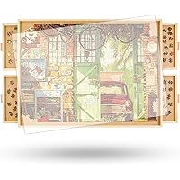 ALL4JIG 1500 Piece Rotating Puzzle Board with Drawers and Cover,26"x35"Portable Wooden Jigsaw Puzzle Table for Adults Portabl