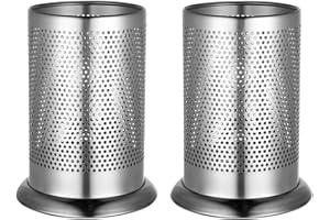 JECOMPRIS 2pcs Stainless Steel Kitchen Utensil Holder Set, Large Cutlery Storage Buckets for Countertop