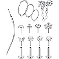 MODRSA Gold Cartilage Earring Silver Cartilage Piercing Jewelry 16g Helix Piercing Jewelry Cartilage Hoop Earring Helix Earrings Silver Cartilage Earring Stud 16 Gauge Cartilage Earrings for Women