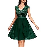 Wedtrend Women's Sequin Dress Sparkly Cocktail Dresses with Sleeve Glitter Party Dress Short Prom Dresses for Teens