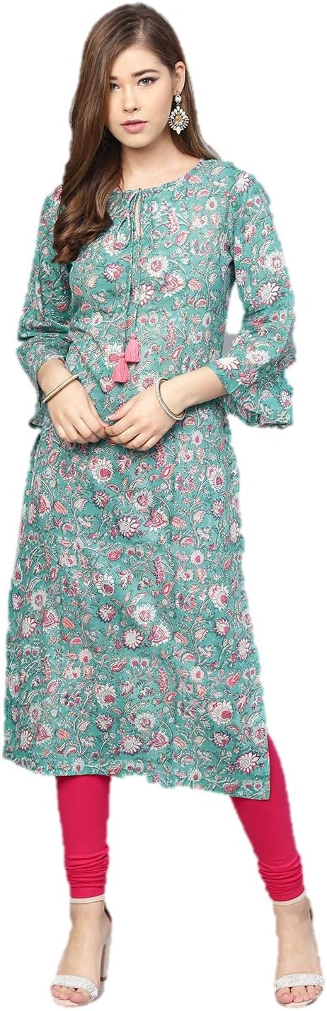Kurtis for Women Ready to Wear Womens Indian Designer Printed Straight Kurta Top