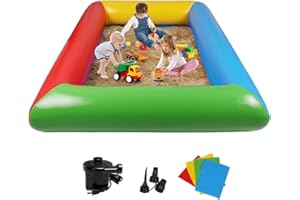Inflatable Sandbox for Kids, 77.75 x 57.48'' PVC Square Inflatable Sand Pit, Multipurpose Kids Sandbox Inflatable Sand Pool f