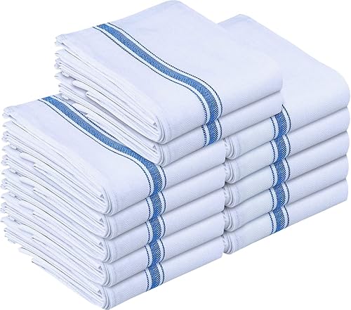 Kitchen & Table Linens - Utopia Towels Blue Dish Towels [12 Pack - 15 x 25 Inches] 100% Ring Spun Cotton Highly Absorbent & Reusable Cleaning Bar, Tea, Kitchen and Dishcloths Set - 200 GSM