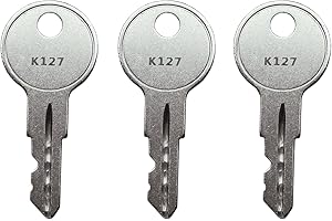 KeyPower (3) K121-K173 Keys for Bauer T-Handle, Camper Toppers, Truck Caps, Camper Shells, RV Storage Cabinet Door Keys (K127)