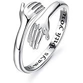 YADOCA 925 Sterling Silver Hug Rings for Women Adjustable Ring Hope Love Heaven Promise Friendship Rings Jewelry Birthday Valentines Gifts for Daughter Granddaughter Mom Wife Sister Teen Best Friend