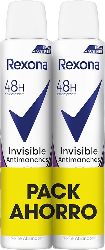 Rexona desodorante invisível spray antitranspirante para mulheres, antimanchas, 2 x 200 ml, embalagem pode variar