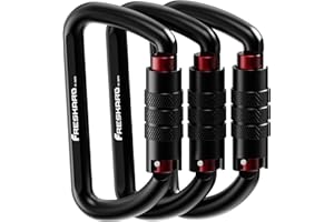 FresKaro 3inch 12kN-2698lbs Auto Locking Carabiner Clips, Solid D Shape, Heavy Duty 7075 Aluminum, Lightweight 1.09oz, Rust Proof, for Hammock, Hiking, Dog Leash, Keychain etc., Multi-Colors