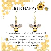 Bee Gifts for Women - Bee Drop Earrings with Encouragement Message Card, Gold Plated Dangle Jewelry Bumblebee Gifts for Best Friend Sister Girlfriend Daughter Granddaughter Christmas Birthday