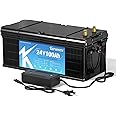 KEPWORTH 24V 100Ah LiFepo4 Battery, Rechargeable Lithium Batteries with 100A BMS, UP to 4000+ Deep Cycles, Perfect for Boat, Marine, RV, Solar, Trolling Motor