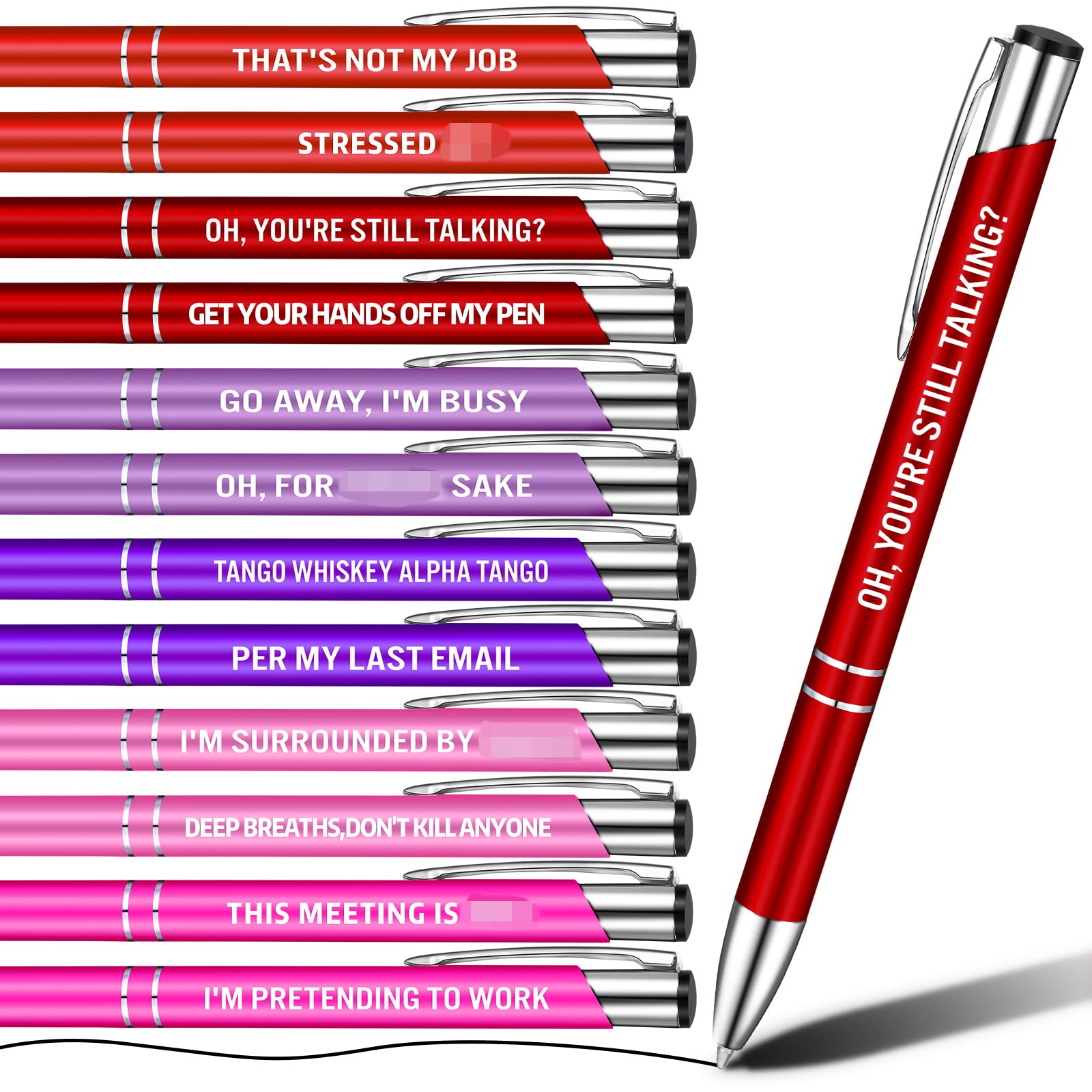 Censen 12 Packs Funny Ballpoint Pens Set for Colleagues Funky Stationery Quirky Gift Cheeky Novelty Pens Office Desk Accessories Work Leaving Gift for Colleagues Teachers Adults (Colorful)