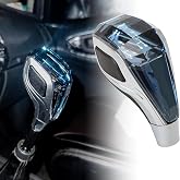 Touch Activated Illuminated LED Crystal Gear Shift Knob &ndash; Universal Manual &amp; Automatic Car Handle 7 Colors Five-Speed Transmission Vehicles Without Button Fits 8/10/12MM Stick Lever ABS Black Silver