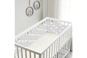 BDTROL 3 Pc Upgraded CribMesh Liner Padding,Rail Guard Teething Cover-(Cloud)