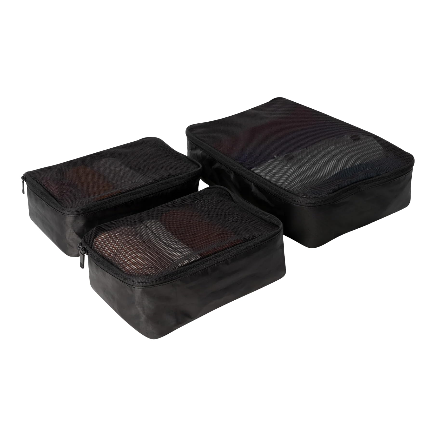 Photo 1 of Tortuga Packing Cubes, Set of 3, Black - Lightweight Travel Cubes for Packing with Mesh Panels - Two Size Luggage Organizer Bags for Backpacks and Suitcases