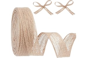 letsinstyle 20 Yard Jute Burlap Fabric Ribbon, Natural Burlap Brown Fabric Craft Ribbon Linen Woven Ribbon, 2 cm Wide Ribbon 