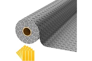 NarwooAuto 8x25 FT Garage Floor Mat,2.8mm Thickened PVC Flooring Roll for Under Car,200 SQFT Diamond Plate Gray Garage Mats for Truck,Trailer,SUVs,Van,Golf Cart,Motorcycle（Included Tapes）