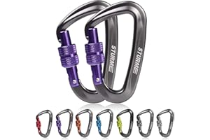 STURME Carabiner Clip 12KN Aluminium Wiregate Lightweight Heavy Duty Large Strong Durable D-Ring Hooks Spring Snap Link Keychain Clips Set for Hammock Improved Design 2022