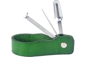 July-Tech 4 in 1 Leather Pipe Stand Rest, Stainless Steel Smoking Rack, Reamer, Tamper Tool, Portable Accessories Holder for Most Pipes (Green)