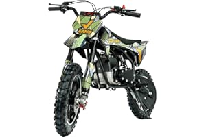 [New-Style] FRP OGM40 Kids Dirt Bike, 40CC 4-Stroke Dirt Bike For Kids, Gas Powered Off-Road Mini Bike with Front and Rear Disc Brake, Up to 20 Mph, Weight Support Up to 132 LBS（Green）