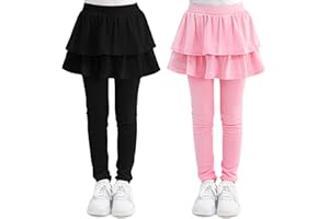 Cooraby 1/2/3 Pack Girls Leggings Toddler Girl Pants School Uniform Pants Warm Stretchy Skirt Leggings for Girls 2-14 Years