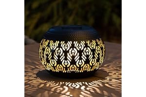 PEARLSTAR Solar Table Lanterns Outdoor Waterproof - LED Lamp Black Peacock Feather Metal Tabletop Light Solar Powered Decorative Lantern for Indoor Desk Bedroom Patio Garden Pathway Yard (1 Pack)
