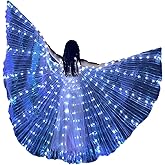 HOTBEST LED Isis Wings, Belly Dance Wings, Light Up Colorful LED Butterfly Wings with Telescopic Stick