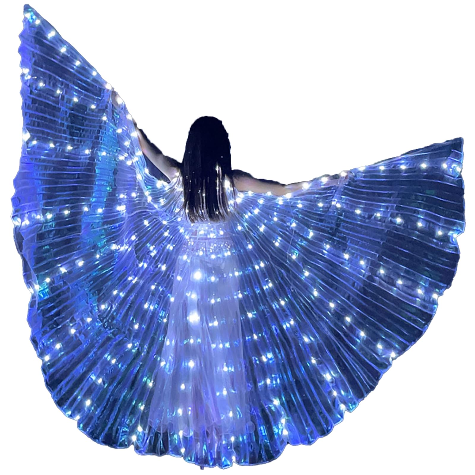 Gatphy LED Isis Wings Belly Dance Wings for Kids, LED Butterfly Wings Light Up Butterfly Cape with Telescopic Sticks Light Up Costume for Festival Carnival Stage Christmas Party (White, Kids)