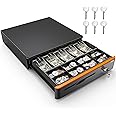 Tera 16 inch Auto Open Cash Drawer with Heavy Duty Insert Tray 5 Bill 8 Coin for POS System Removable Cash Tray Media Slot 24V RJ12 Key-Lock (Round Corner) for Small Business Retail 405R