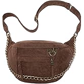 sedena Anti Pickpocket Crossbody Large Vegan Dark Brown Suede Sling Bag RFID & Glasses Pockets, Adjustable Strap, Anti Theft Design, Multiple Compartments, Chain Detail Travel Crossbody Bag for Women