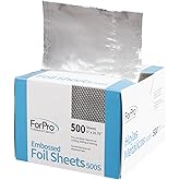 ForPro Professional Collection Embossed Foil Sheets 500S, Aluminum Foil, Pop-Up Dispenser, for Hair Color Application and Highlighting Services, Food Safe, 5” W x 10.75” L, 500 Count