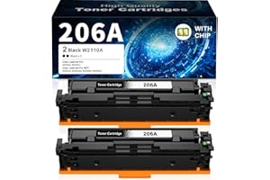 (2 Black - with Chip) 206A Toner Cartridge W2110A W2110X Compatible Replacement for HP 206 A 206X for Color LaserJet Pro MFP 
