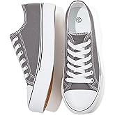 FRACORA Womens White Black Canvas Sneakers Low Top Canvas Shoes for Women Tennis Shoes