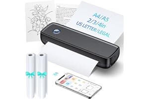 AIXIQEE Portable Printers Wireless for Travel, Inkless Printer Mini Bluetooth Small Printers for Home Use Support 8.5" X 11" US Letter Legal, A4, A5 Thermal Printer Paper Compatible with iOS, Android&Laptop
