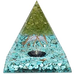 mookaitedecor Peridot Tree of Life Orgone Pyramid