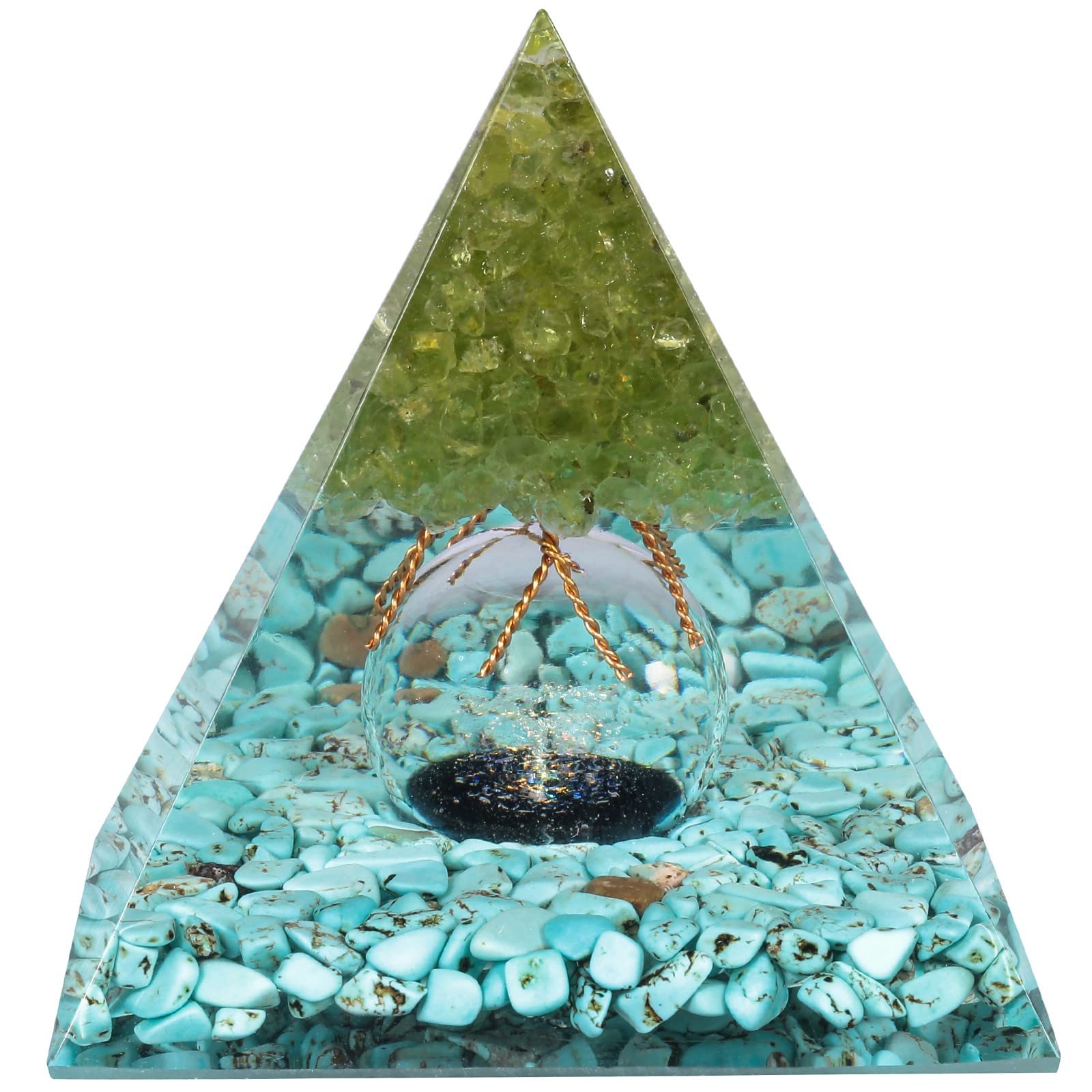 mookaitedecor Peridot Tree of Life Orgone Pyramid
