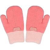 XuoAz Winter Mittens for Kids Boys Girls Thick Knit Fleece Lind Warm Gloves Cold Weather 3-7 Years