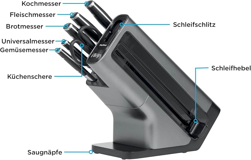 Foodi StaySharp Messerblock, 6-teilig, mit Schärfer, Edelstahl