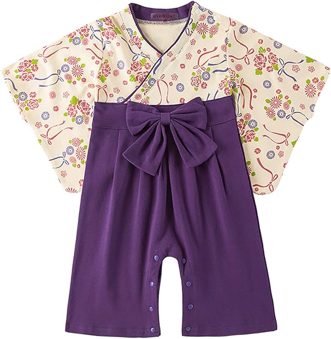 Amazon Co Jp 袴ロンパース 子供服 お宮参り ベビー服 レトロ柄 女の子 着物 和装 お食い始め 花柄 フォーマル 蝶結び リボン ひな祭り 着物 可愛い 服 ファッション小物