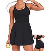 Womens Tennis Workout Dress with Built in Shorts and Bra - Golf Athletic Dress