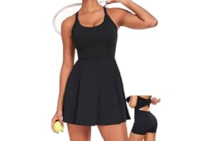 GOFIEP Womens Tennis Workout Dress with Built in Shorts and Bra - Golf Athletic Dress