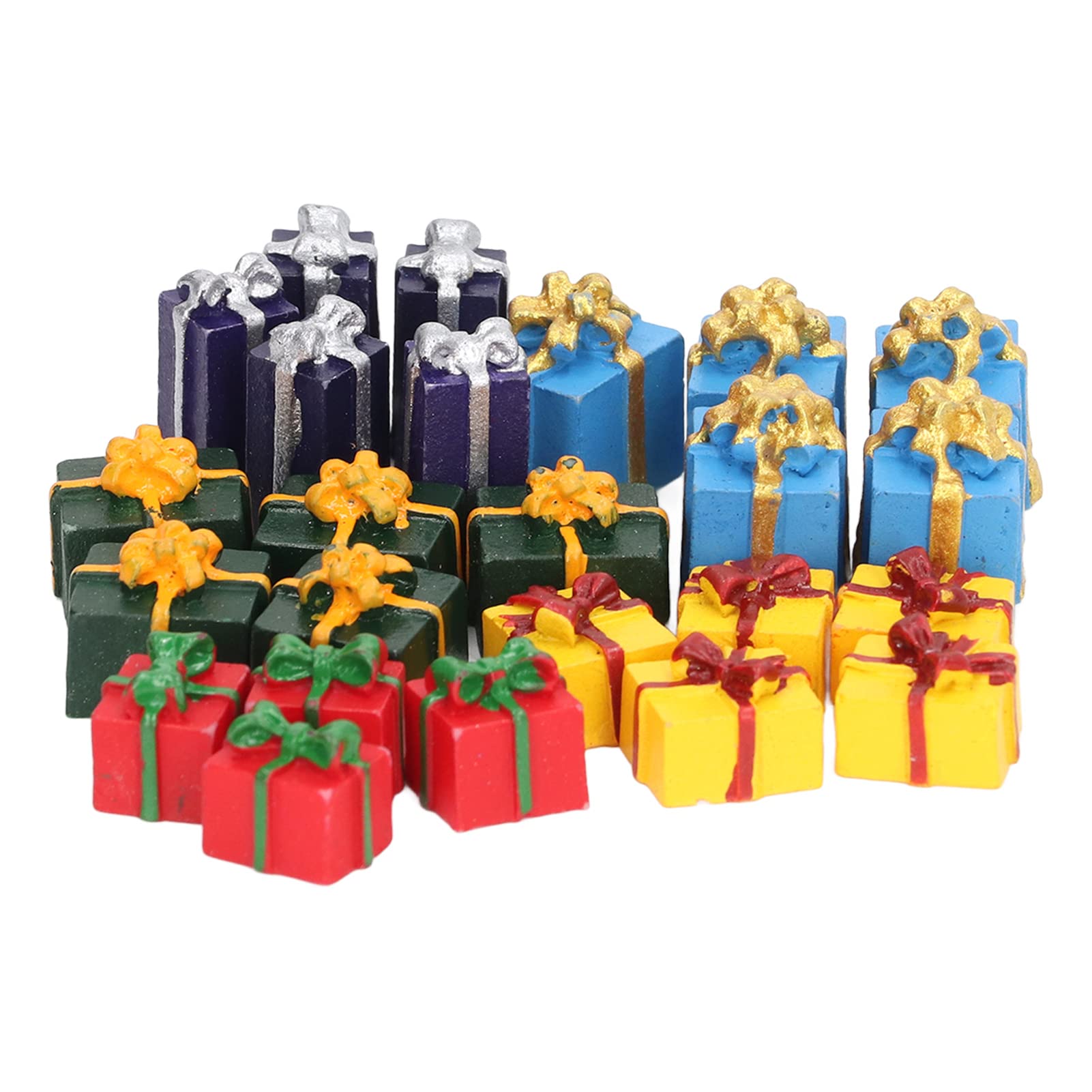 Keenso Doll House Boxes, Mini Christmas Ornaments, 5 Colors Set, 25Pcs for 1:12 Dollhouse, Perfect for Decoration, Collectors, and Holiday Gifts