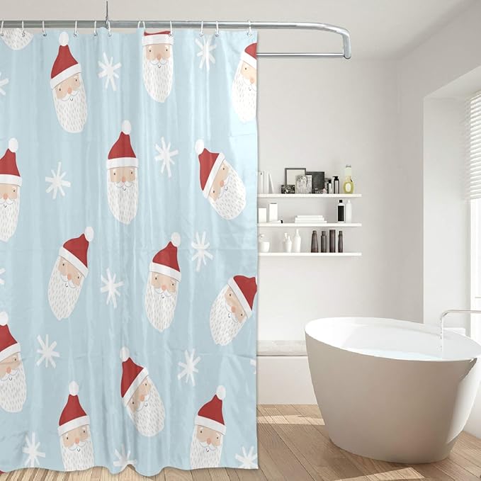 MERRYSUGAR Blue Christmas Santa Claus Shower Curtain