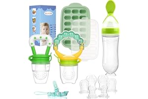 Baby Fruit Feeder & Baby Breastmilk Popsicle Molds-WAJIAYON Silicone Baby Food Freezer Tray Storage Containers, Baby Food Pacifier Feeder and Teether