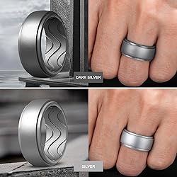 Egnaro Men's Silicone Rings 10mm Wide 2.5mm