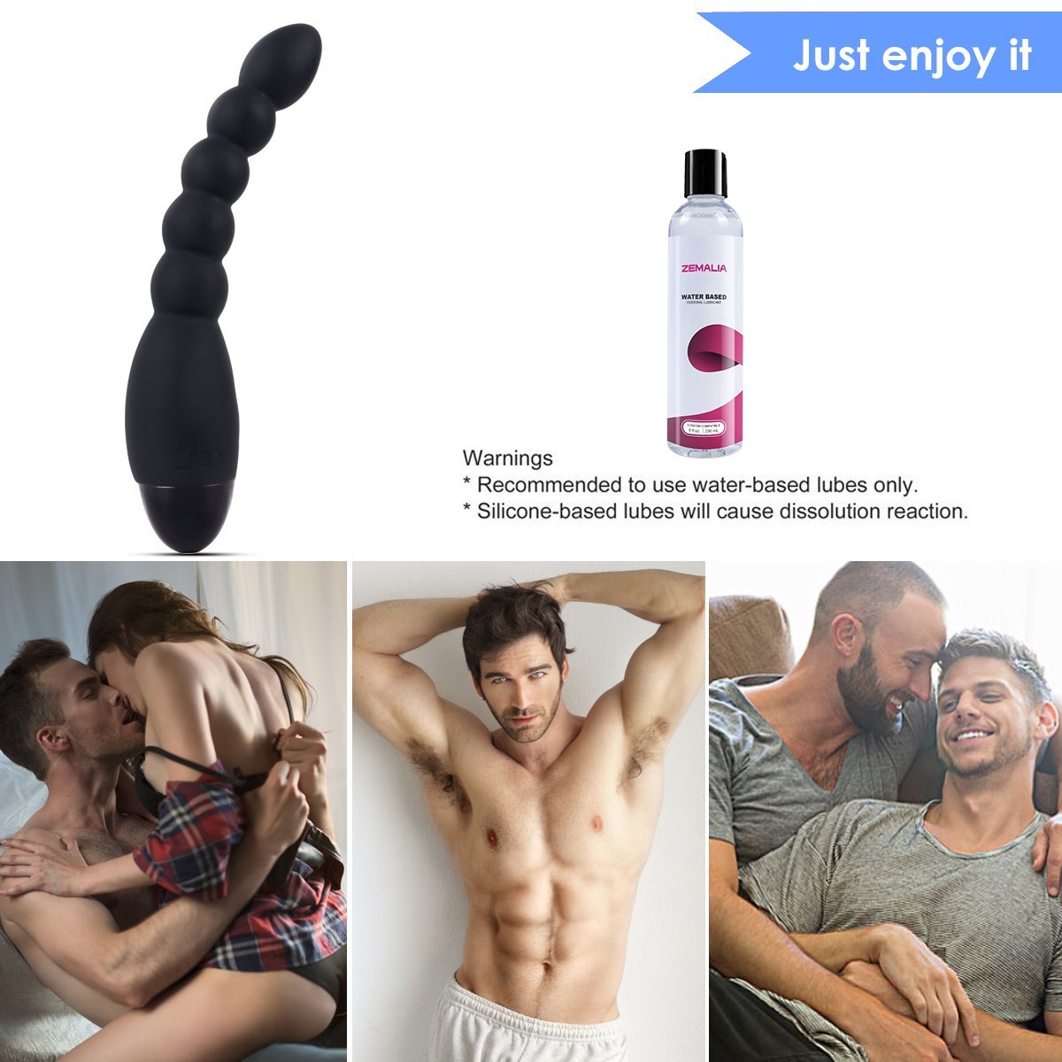 Zemalia Vibrating Anal Plug Beads 10 Speeds Prostate Massager Adult Anal Sex Toy G-Spot Vibrator Rechargeable Butt Plug Waterproof for Men Women and Couples