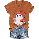 Women's T-Shirts V-Neck Boho Flowers Wildflowers Graphic Tees Shirts Cute Casual Summer Tops Short Sleeve T Shirt