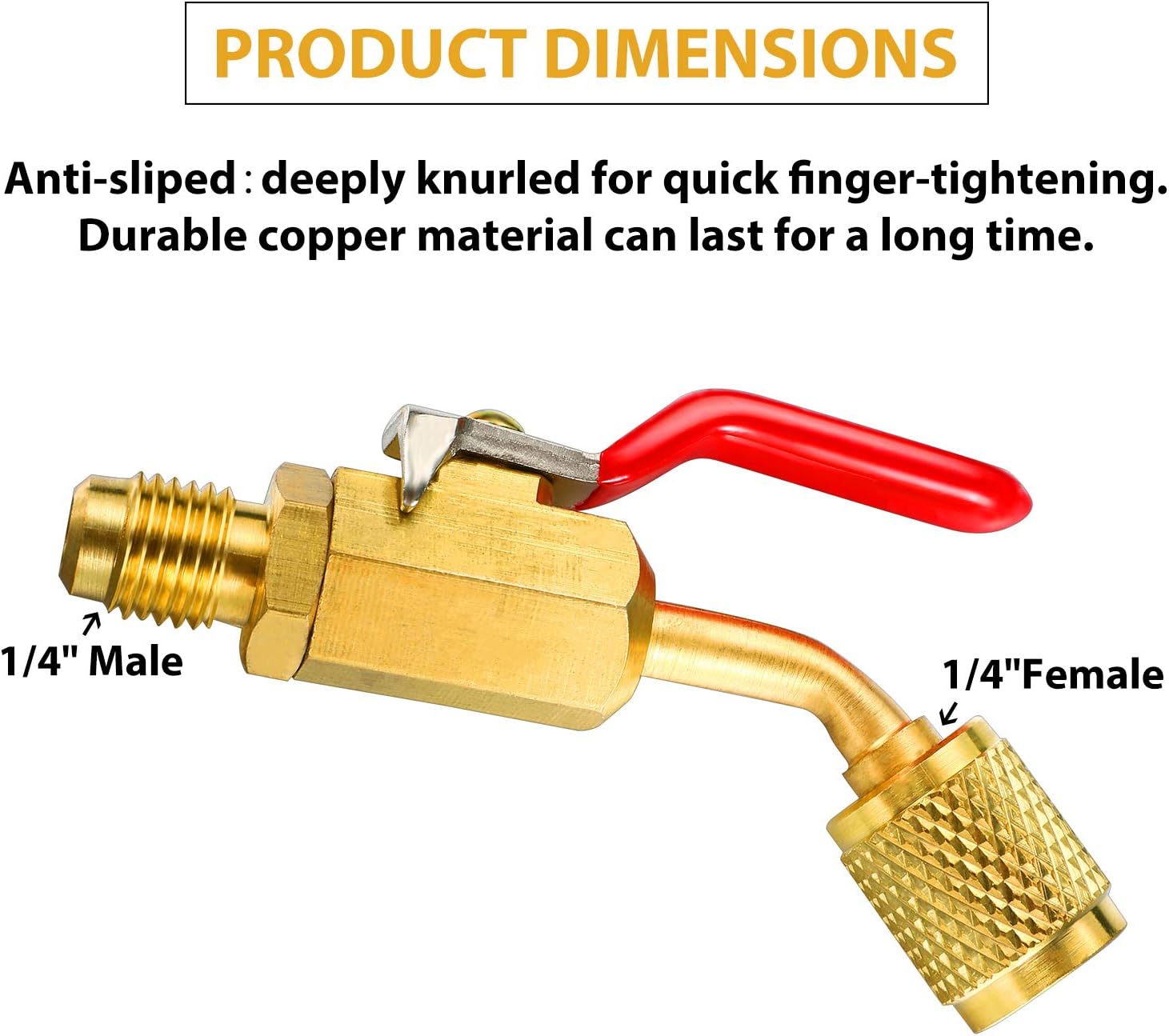 6 Pieces Air Conditioning Refrigerant Angled Compact Ball Valve 1/4 Inch for R410A R134A R12 R22 AC HVAC and R12 R22 to R134A Adapters 6015 R134A Refrigerant Tank Adapter 6014 Vacuum Pump Adapter: Automotive