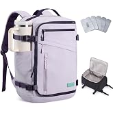 LOVEVOOK Travel Backpack for Women, Airline Approved Carry On Luggage | TSA Personal Item Bag for travel essentials, Multi-Pocket Overnight Weekender Bag, Waterproof ,17.3 Inch Laptop,Violet
