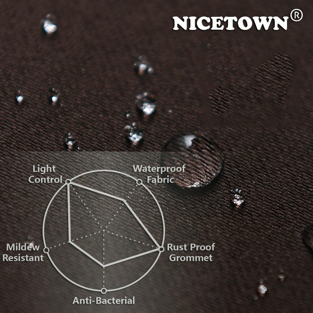 NICETOWN Outdoor Curtain Grommet Top and Bottom, Thermal Insulated Keeps The Rain Out Versatile Vertical Drape, Blackout Heavy Weight Wind Break Outdoor Drapery (52 by 108 inches,1 Piece, Tan-Khaki)